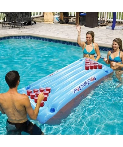 Inflatable Beer Pong Floats Table Pool Float Summer Water Party Fun Air Mattress Swimming Pool Raft Lounge PVC Floating Raft ...