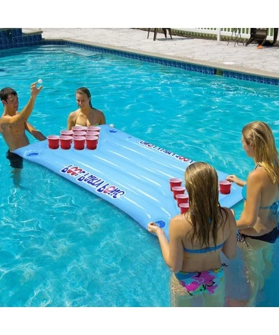 Inflatable Beer Pong Floats Table Pool Float Summer Water Party Fun Air Mattress Swimming Pool Raft Lounge PVC Floating Raft ...