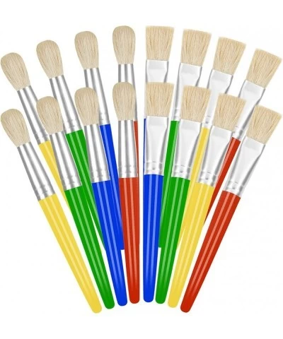 16Pcs Paint Brushes for Kids Easy Cleaning and Good for Little Hands to Grip Kids Paint Brushes Toddler Chubby Paint Brushes ...