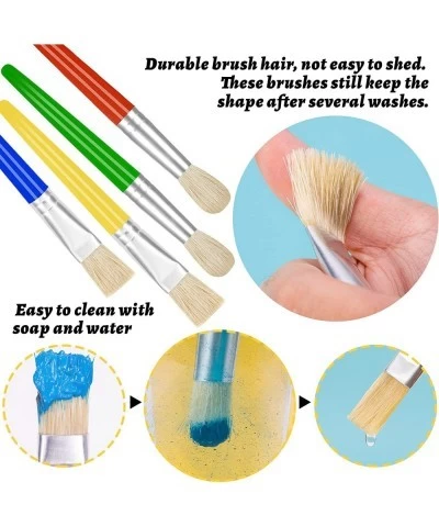 16Pcs Paint Brushes for Kids Easy Cleaning and Good for Little Hands to Grip Kids Paint Brushes Toddler Chubby Paint Brushes ...