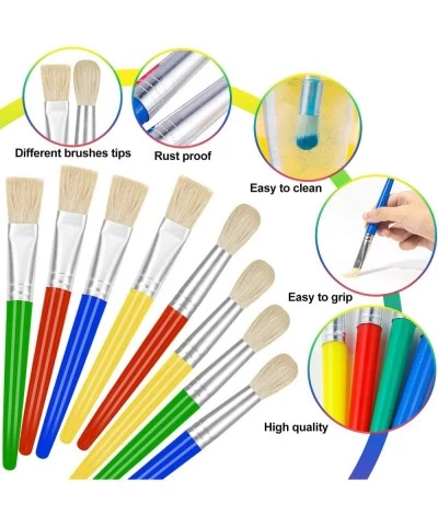 16Pcs Paint Brushes for Kids Easy Cleaning and Good for Little Hands to Grip Kids Paint Brushes Toddler Chubby Paint Brushes ...