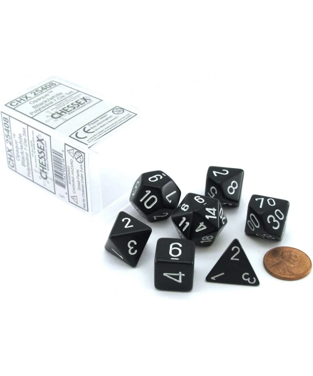 Dice: Polyhedral 7-Die Opaque Dice Set - Black with White $15.78 Game Accessories