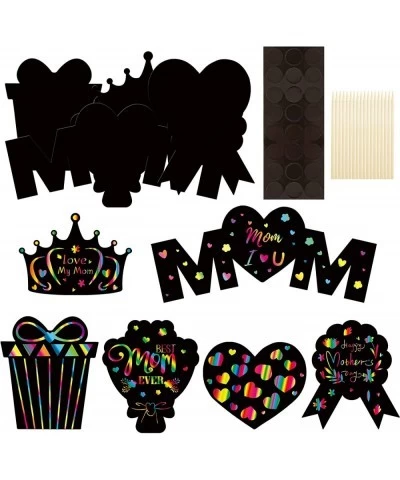 Mothers Day Scratch Art Crafts Kit for Kids Rainbow Scratch and Sketch Art Paper Magnet Ornaments 24 Pcs $15.94 Craft Kits