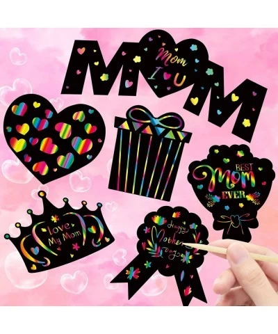 Mothers Day Scratch Art Crafts Kit for Kids Rainbow Scratch and Sketch Art Paper Magnet Ornaments 24 Pcs $15.94 Craft Kits