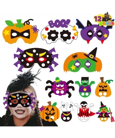 12 Packs Halloween Foam Craft Kit for Kids Foam Masks in 5 Different Halloween Characters 7 Packs Foam Finger Puppets Bonus H...