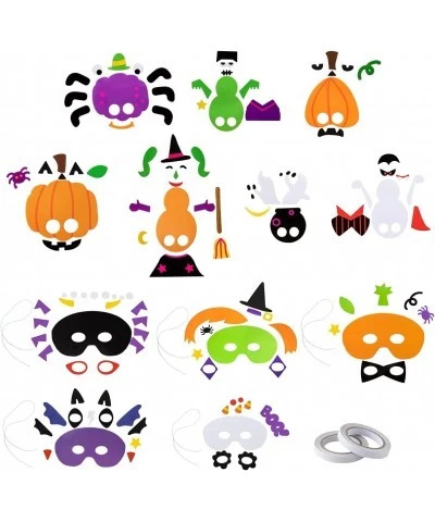 12 Packs Halloween Foam Craft Kit for Kids Foam Masks in 5 Different Halloween Characters 7 Packs Foam Finger Puppets Bonus H...