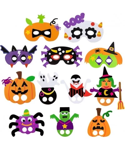 12 Packs Halloween Foam Craft Kit for Kids Foam Masks in 5 Different Halloween Characters 7 Packs Foam Finger Puppets Bonus H...