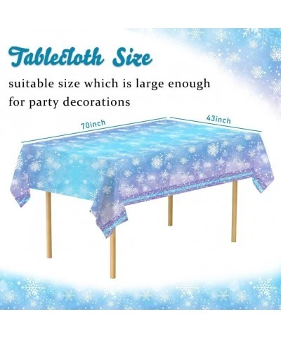 3 Pcs Christmas Snowflake Tablecloth Frozen Birthday Party Supplies Disposable Plastic Snowflake Table Cover Blue and White f...