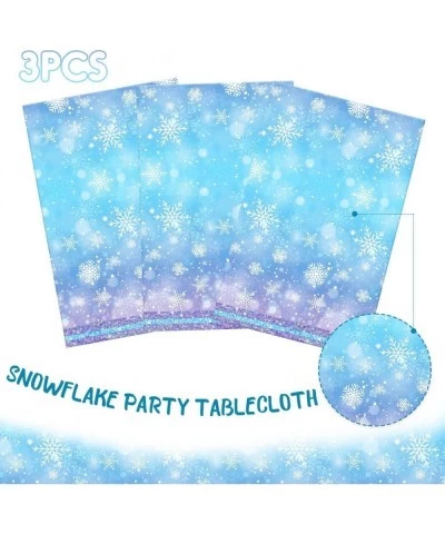 3 Pcs Christmas Snowflake Tablecloth Frozen Birthday Party Supplies Disposable Plastic Snowflake Table Cover Blue and White f...