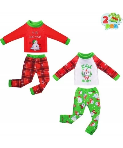 2 Packs Santa Couture Ugly Sweaters for Elf Doll Santa and Snowman Classic Style Pajamas Christmas Sweater for Elf Doll Green...