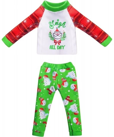 2 Packs Santa Couture Ugly Sweaters for Elf Doll Santa and Snowman Classic Style Pajamas Christmas Sweater for Elf Doll Green...