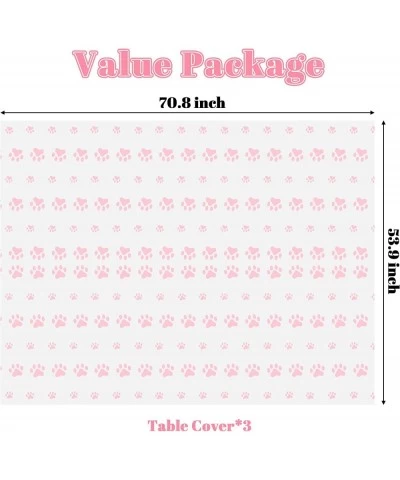 3 Packs Pink Puppy Paw Tablecloth Plastic Disposable Rectangle Table Cover Large Size Waterproof Table Cover for Pet Cat Dog ...