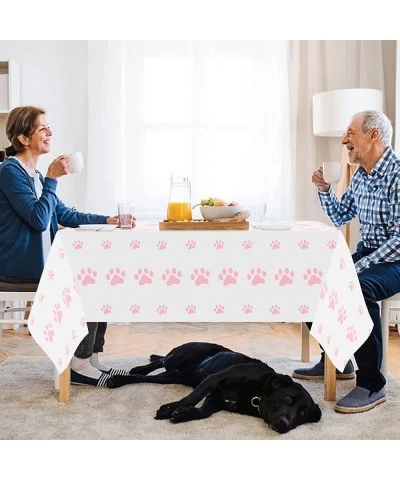 3 Packs Pink Puppy Paw Tablecloth Plastic Disposable Rectangle Table Cover Large Size Waterproof Table Cover for Pet Cat Dog ...