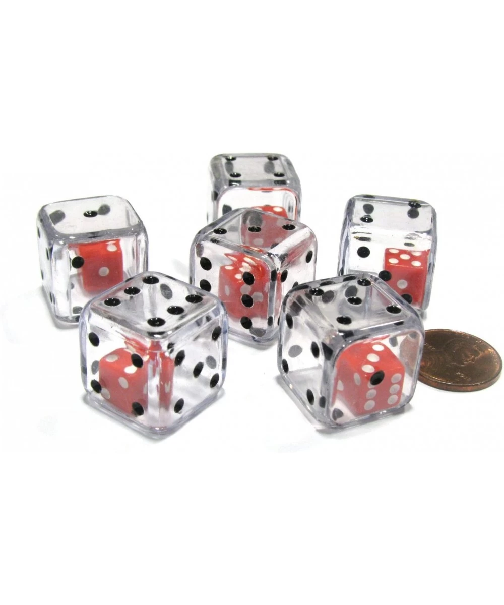 Set of 6 D6 19mm Double Dice 2-In-1 Dice - Red Inside Clear Die $20.75 Game Accessories