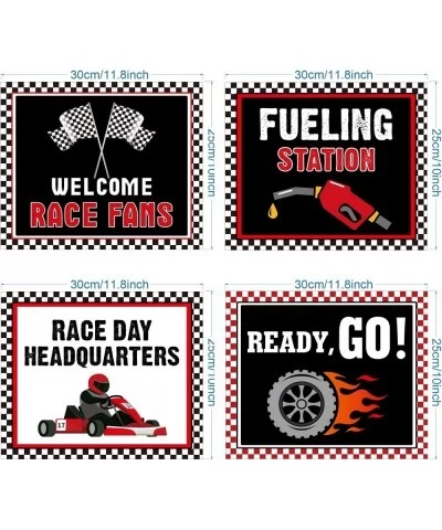 9 Pieces Racing Car Party Decorations Race Sign Black Laminated Signs Car Theme Party Signs Race Car Birthday Party Supplies ...