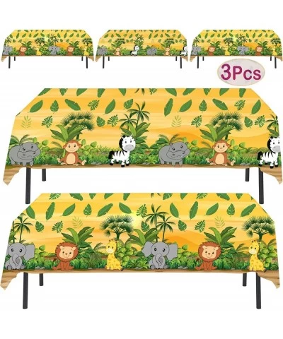 Jungle Animal Tablecloth | 3 Pcs Pack 54” Wide x 102” Long | Jungle Party Plastic Tablecloth | Safari Animals Table Cover | D...