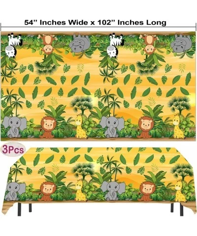 Jungle Animal Tablecloth | 3 Pcs Pack 54” Wide x 102” Long | Jungle Party Plastic Tablecloth | Safari Animals Table Cover | D...