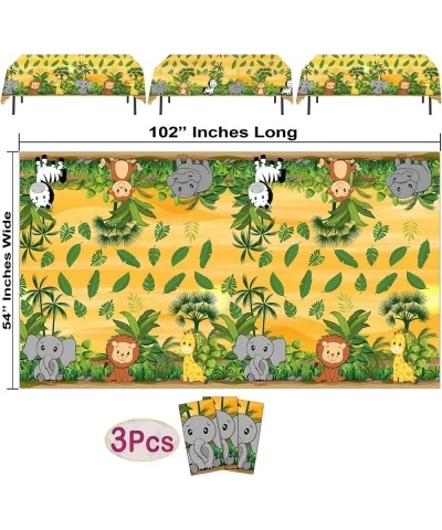 Jungle Animal Tablecloth | 3 Pcs Pack 54” Wide x 102” Long | Jungle Party Plastic Tablecloth | Safari Animals Table Cover | D...