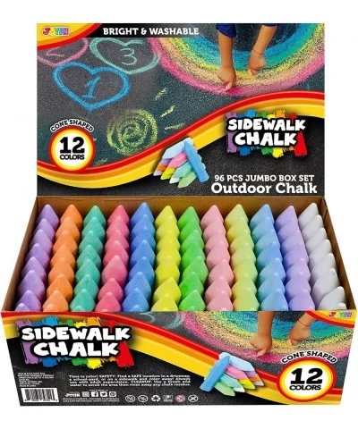 96PCS Washable Sidewalk Chalk Set Cone Shaped Non-Toxic Jumbo Chalk in 12 Colors Cone Shaped Washable Chalk for Kids Outdoor ...