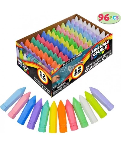 96PCS Washable Sidewalk Chalk Set Cone Shaped Non-Toxic Jumbo Chalk in 12 Colors Cone Shaped Washable Chalk for Kids Outdoor ...