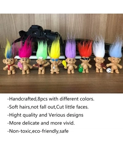 8PCS Troll Dolls 80s' PVC Vintage Trolls Lucky Doll Action Figures 3" (Include The Length of Hair) Chromatic Adorable for Col...