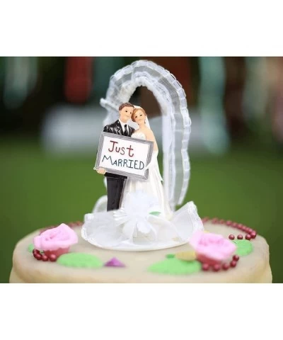 Wedding Cake Toppers - Bride Groom Cake Topper Figurines Holding Just Married Board - Fun Cake Topper for Wedding Decorations...