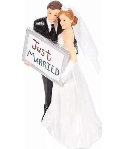 Wedding Cake Toppers - Bride Groom Cake Topper Figurines Holding Just Married Board - Fun Cake Topper for Wedding Decorations...