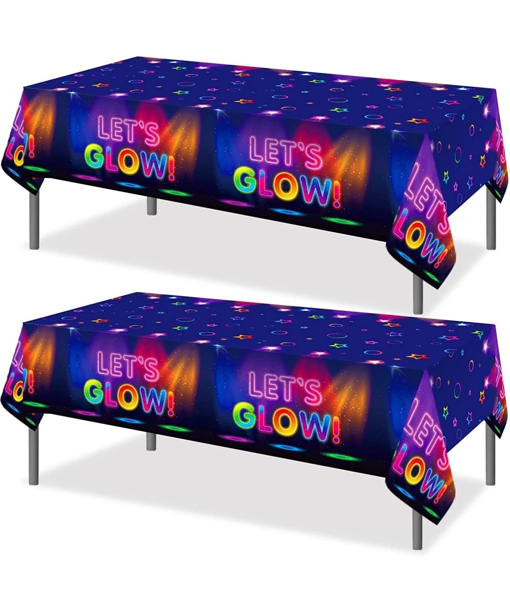 Glow Tablecloth 86 x 51 Inch Glow in The Dark Tablecloth Disposable Tablecloths for Let Glow Theme Neon Party Black Light Par...