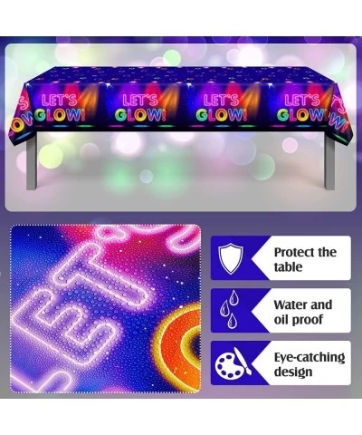 Glow Tablecloth 86 x 51 Inch Glow in The Dark Tablecloth Disposable Tablecloths for Let Glow Theme Neon Party Black Light Par...