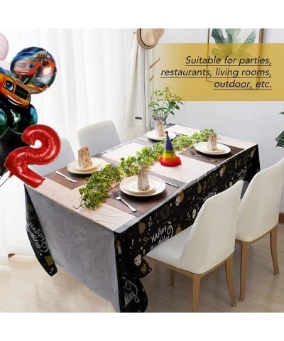 Happy Birthday Decorations 3PCS Black and Gold Birthday Tablecloth for Men Women Plastic Disposable Rectangle Table Cover for...