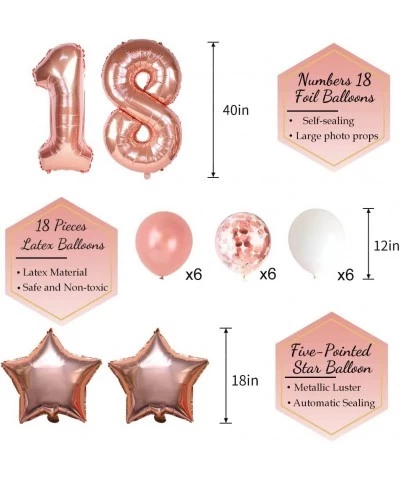 18th Birthday Decorations for Girls Happy Birthday Banner Number 18 Foil Balloon Party Paper Fan Cake Topper Rose Gold Curtai...