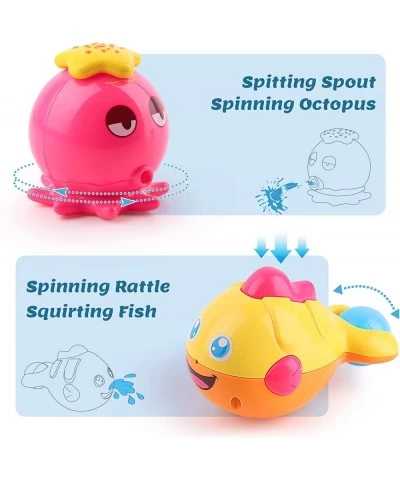 Baby Bath Toys w/ Organizer Water Squirting Octopus Wind Up Swimming Turtle Bathtub & Shower Stacking Cups Gift for 6 9 12 18...