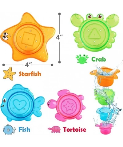 Baby Bath Toys w/ Organizer Water Squirting Octopus Wind Up Swimming Turtle Bathtub & Shower Stacking Cups Gift for 6 9 12 18...