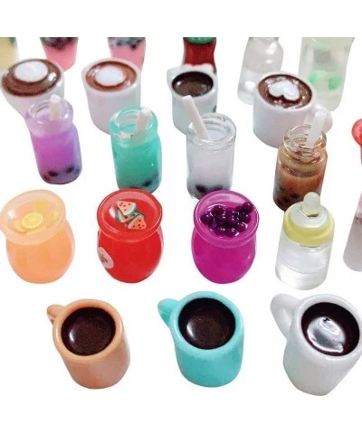 100pcs Miniature Drinks Decoration Mixed Wine Coffee Resin Sets for Childrens Doll House Pretend Kitchen Play Cooking Game DI...