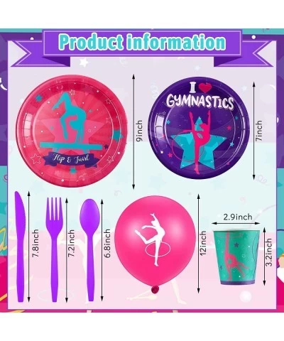 115 Pcs Gymnastics Birthday Party Supplies Including Gymnastics Dance Disposable Tableware Plates Cups Gymnast Tablecloth and...