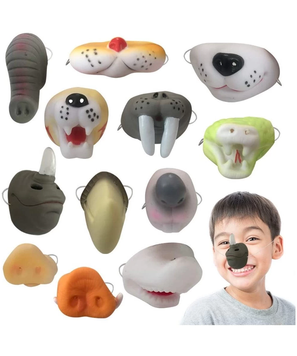 Assorted Animal Noses for Kids Set of 12 Includes Elephant Rhino Pig Alligator and More Zoo and Safari Birthday Party Supplie...