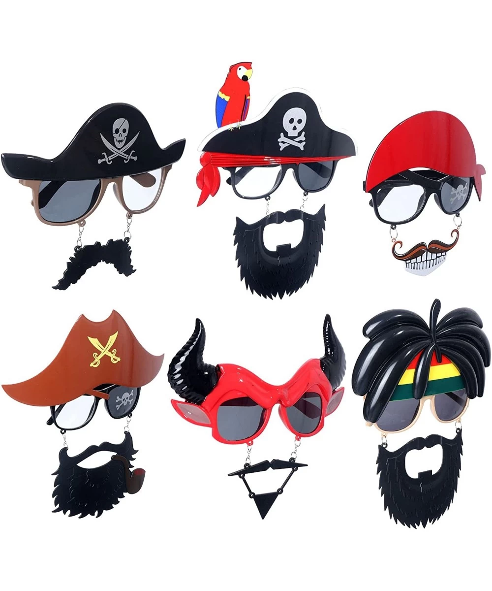 6pcs Halloween Glasses Pirate Beard Sunglasses 3D Novelty Eyeglasses Costume Frames Funny Glasses for Halloween Pirate Party ...