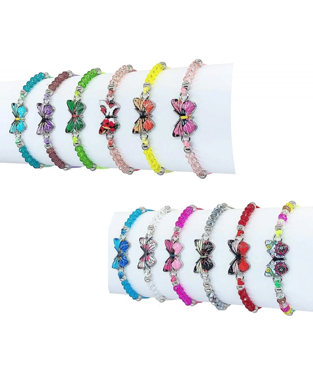 12pc Women Girl Butterfly Woven Friendship Crystal Bead Bracelet Value Set Kids Party Favor Adjustable Bracelet $17.72 Kids' ...