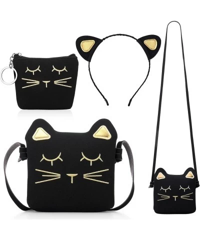 3 Pcs Cat Shoulder Bag Set Cute Hand Bags Handbag with Mini Coin Purse Cat Headband for Christmas Girl Birthday (Black) $24.9...