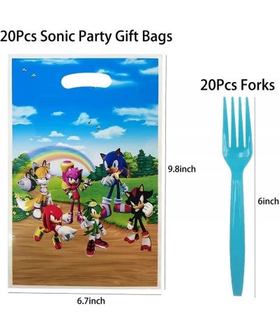 Sonic Birthday Party Supplies 82Pcs Sonic Birthday Decorations Sonic the Hedgehog Party Supplies with Plates Napkins Banner B...