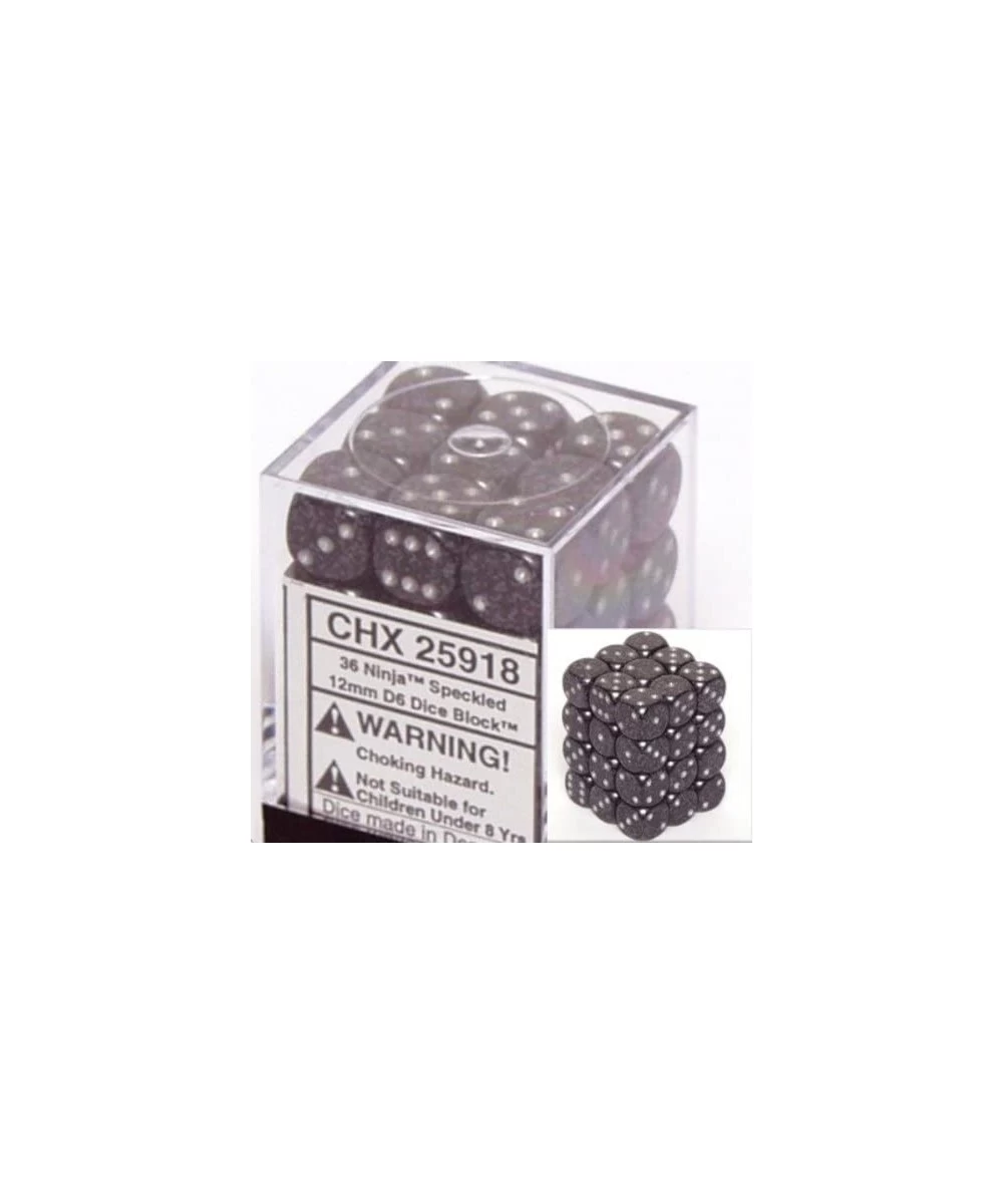 Dice d6 Sets: Ninja Speckled - 12mm Six Sided Die (36) Block of Dice $19.49 Game Accessories