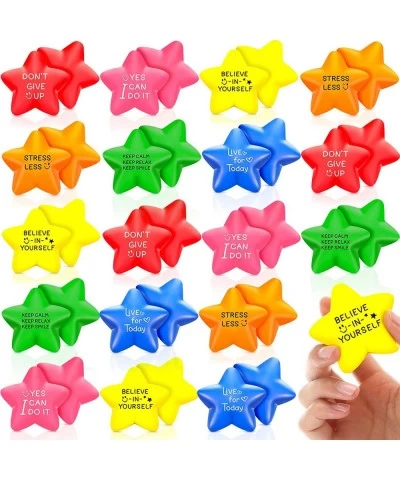 30 Pieces Motivational Star Stress Balls 2.2 Inch Stress Relief Ball with Quotes Colorful Foam Ball Inspirational Hand Exerci...