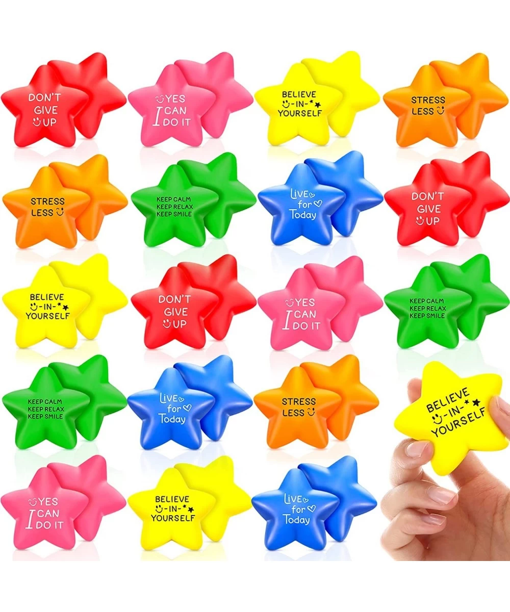 30 Pieces Motivational Star Stress Balls 2.2 Inch Stress Relief Ball with Quotes Colorful Foam Ball Inspirational Hand Exerci...