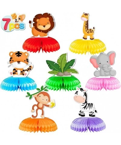 7 Pieces Jungle Animals Centerpieces Safari Wild Animals Honeycomb Zoo Themed Baby Shower Birthday Party Decorations Double S...