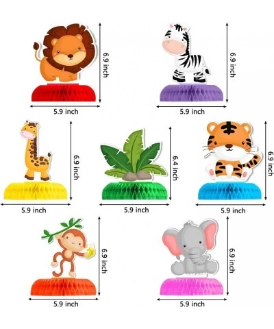 7 Pieces Jungle Animals Centerpieces Safari Wild Animals Honeycomb Zoo Themed Baby Shower Birthday Party Decorations Double S...