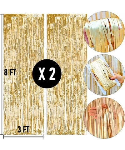 2 Pack Backdrop Curtain 3FT x 8FT Metallic Tinsel Foil Fringe Curtains Photo Booth Background for Baby Shower Party Birthday ...