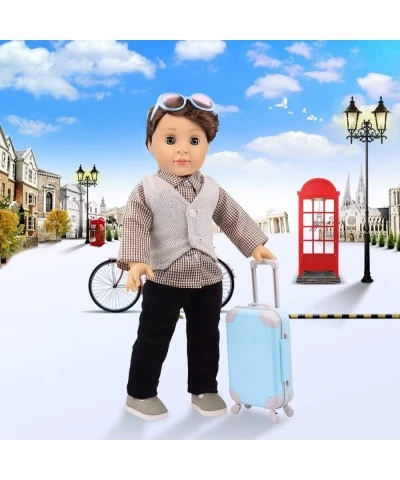 22 Pcs 18 Inch Boy Doll Clothes Suitcase Set for 18 Inch Boy Doll Accessories Travel Carrier Storage Including Suitcase Pillo...