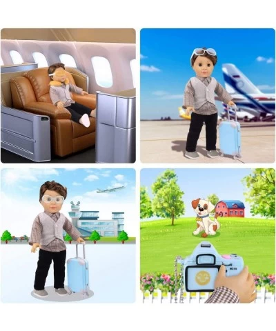 22 Pcs 18 Inch Boy Doll Clothes Suitcase Set for 18 Inch Boy Doll Accessories Travel Carrier Storage Including Suitcase Pillo...