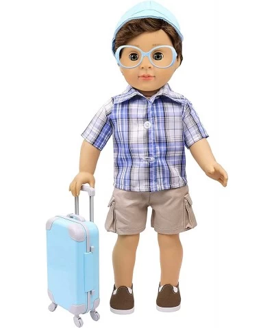 22 Pcs 18 Inch Boy Doll Clothes Suitcase Set for 18 Inch Boy Doll Accessories Travel Carrier Storage Including Suitcase Pillo...