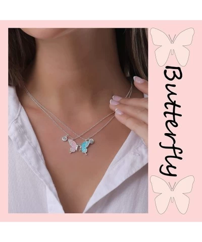 Butterfly Best Friend Necklaces for 2 Matching Butterfly Pendant Necklaces for Women Friendship BFF Necklaces for 2 Teen Girl...